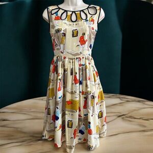 Kate Spade x Garance Doré Summer Martini Print Sleeveless Retro Midi Dress